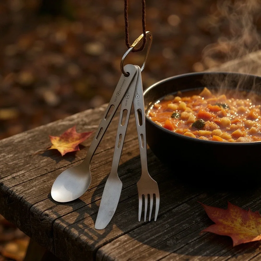 100% Titanium 3-piece Utensil Set Fork Knife‎ Spoon Ultralight Core Element NEW